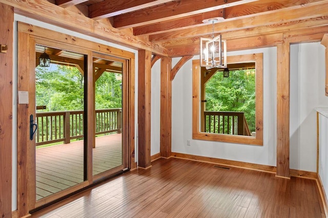 80 Tanya Ln, Dunlap, TN 37327 - doorway to outside featuring a chandelier and hardwood / wood-style floors