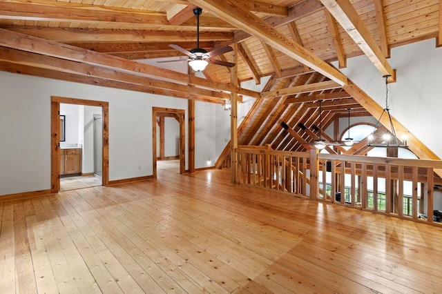 80 Tanya Ln, Dunlap, TN 37327 - empty room with ceiling fan, wood ceiling, and light wood-style flooring