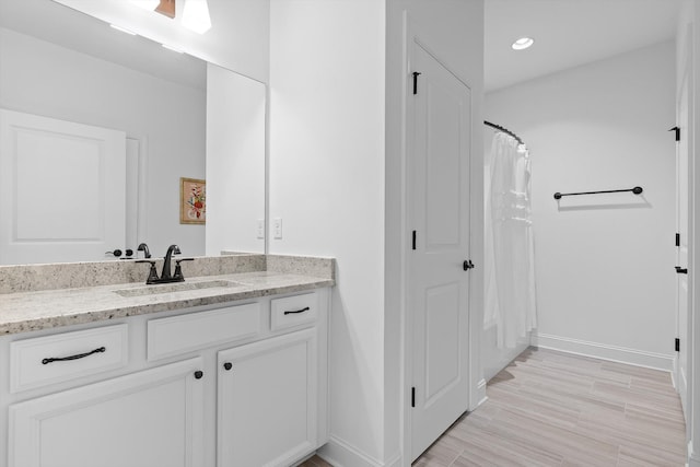 3339 Stone Creek Dr, Chattanooga, TN 37405 - full bathroom featuring vanity, recessed lighting, and wood finished floors
