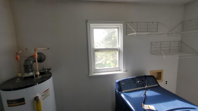 214 E Rhea Ave, Spring City, TN 37381 - washroom with electric water heater, washer / dryer, and healthy amount of natural light