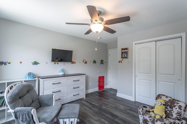 9600 Lovell Rd, Soddy Daisy, TN 37379 - sitting room with a ceiling fan and dark wood-type flooring