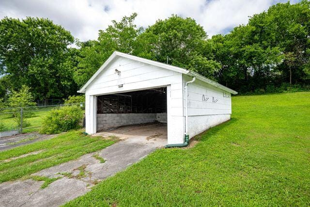 3313 Harrison Pike, Chattanooga, TN 37416 - detached garage with view of wooded area