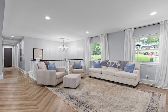 7622 Nadick Ln, Hixson, TN 37343 - living area with a chandelier and recessed lighting