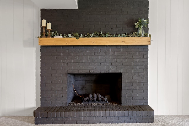 7622 Nadick Ln, Hixson, TN 37343 - detailed view of carpet flooring and a brick fireplace