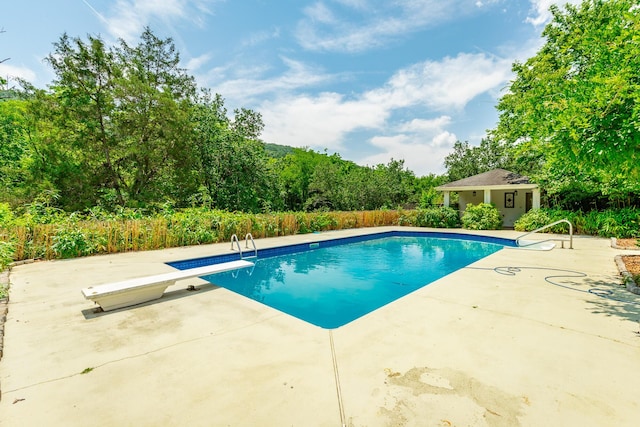 11216 Ooltewah Georgetown Rd, Georgetown, TN 37336 - view of pool with a patio, a diving board, and an outbuilding