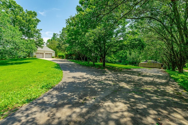 11216 Ooltewah Georgetown Rd, Georgetown, TN 37336 - view of front of property with a front lawn, an outdoor structure, and asphalt driveway