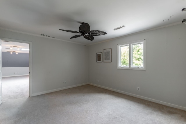 11216 Ooltewah Georgetown Rd, Georgetown, TN 37336 - spare room with ceiling fan, crown molding, and carpet