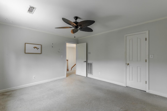 11216 Ooltewah Georgetown Rd, Georgetown, TN 37336 - carpeted spare room with crown molding and a ceiling fan