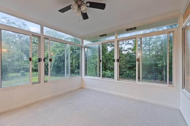 8512 Creek Stone Dr, Chattanooga, TN 37421 - unfurnished sunroom featuring carpet flooring, a ceiling fan, and plenty of natural light