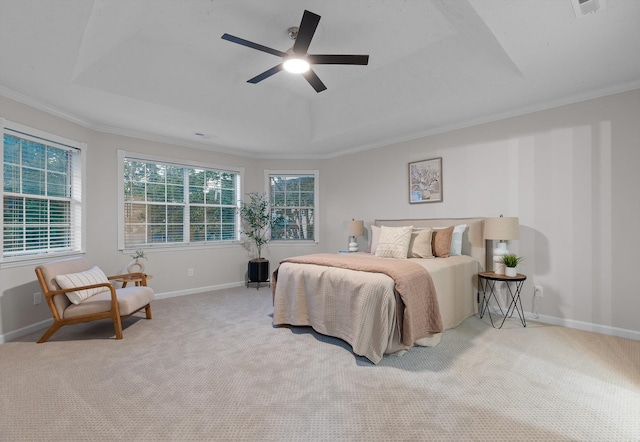 8512 Creek Stone Dr, Chattanooga, TN 37421 - carpeted bedroom with a tray ceiling, crown molding, and a ceiling fan