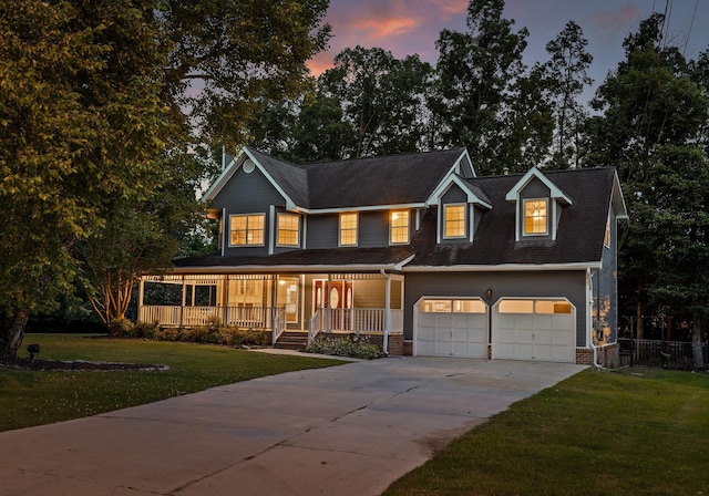 8512 Creek Stone Dr, Chattanooga, TN 37421 - view of front facade featuring a porch, concrete driveway, and an attached garage