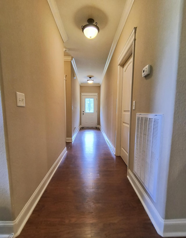 179 Trade Wind Dr, Fort Oglethorpe, GA 30742 - hall with ornamental molding and dark wood-style flooring