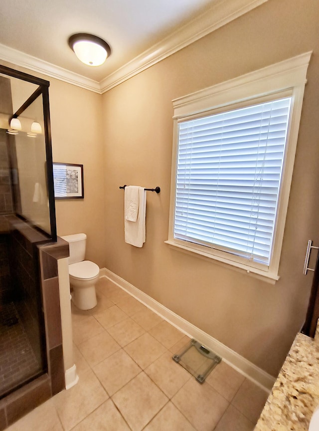 179 Trade Wind Dr, Fort Oglethorpe, GA 30742 - full bathroom featuring a stall shower, tile patterned floors, and crown molding