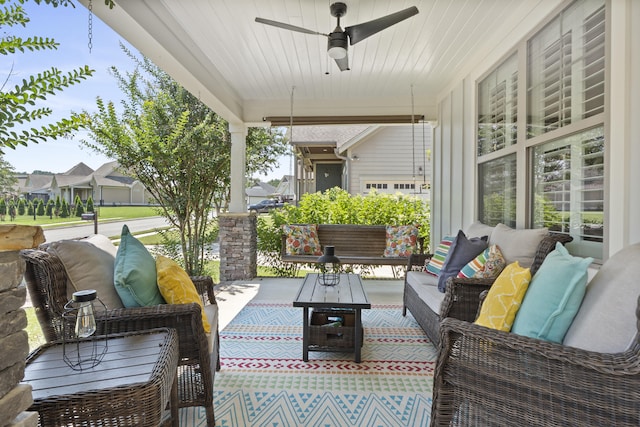 3528 Morning Dew Cv, Apison, TN 37302 - porch with an outdoor living space and a ceiling fan