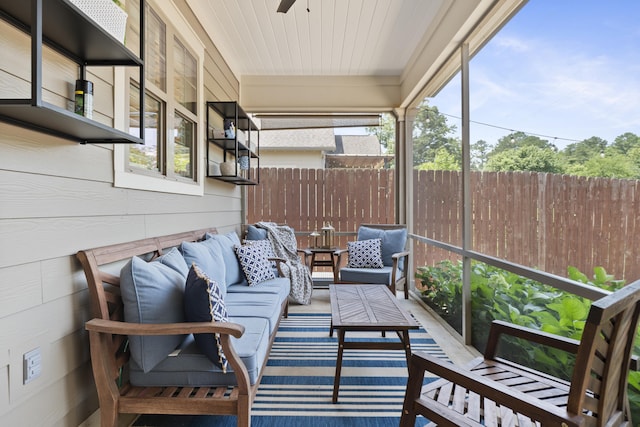 3528 Morning Dew Cv, Apison, TN 37302 - sunroom / solarium featuring an outdoor hangout area and ceiling fan