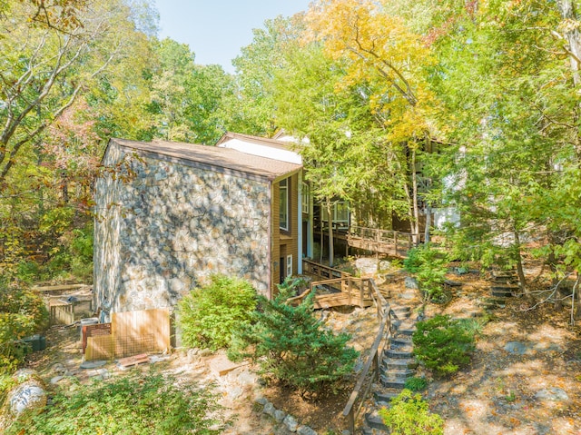 401 Mcfarland Rd Unit 3, Lookout Mountain, GA 30750 - view of outdoor structure featuring stairs and a forest view
