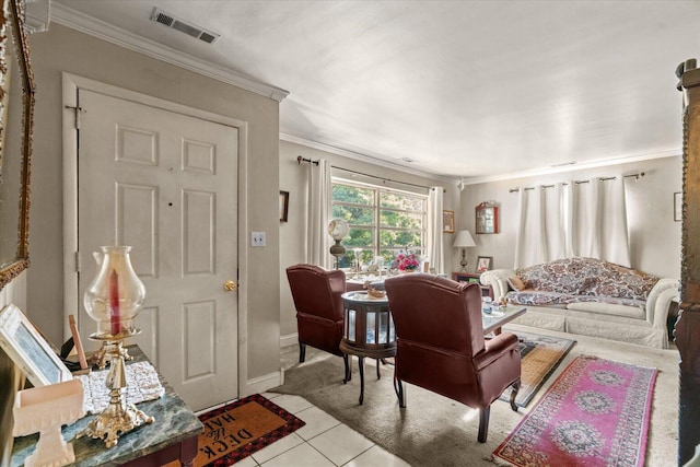 1339 Cloverdale Cir, Hixson, TN 37343 - living room with ornamental molding and light tile patterned flooring