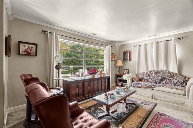 1339 Cloverdale Cir, Hixson, TN 37343 - living area with crown molding and carpet flooring