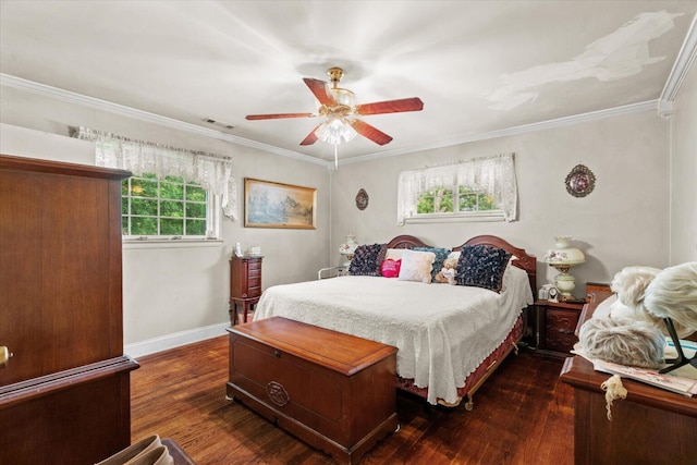 1339 Cloverdale Cir, Hixson, TN 37343 - bedroom with wood finished floors, crown molding, and ceiling fan