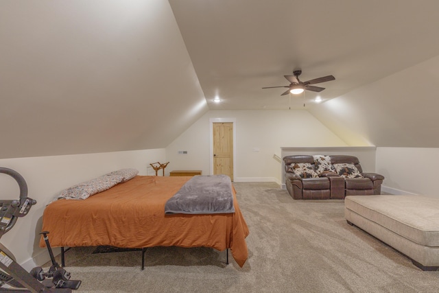 508 Chattanooga Rd, Cohutta, GA 30710 - carpeted bedroom featuring vaulted ceiling and a ceiling fan