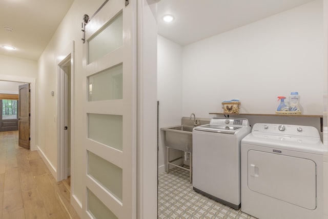 508 Chattanooga Rd, Cohutta, GA 30710 - laundry area featuring independent washer and dryer, light wood-type flooring, and recessed lighting