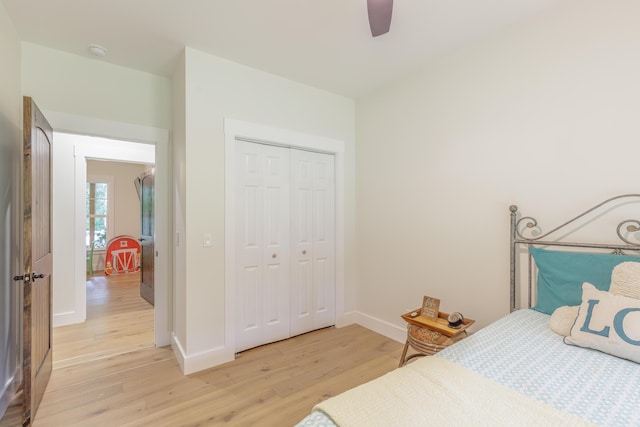 508 Chattanooga Rd, Cohutta, GA 30710 - bedroom featuring light wood finished floors, a closet, and a ceiling fan