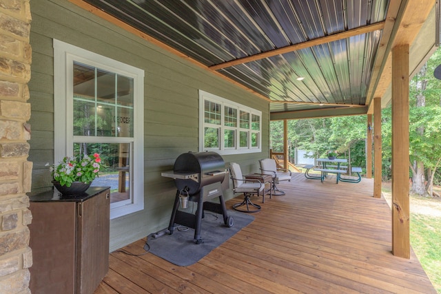 508 Chattanooga Rd, Cohutta, GA 30710 - wooden deck featuring a grill