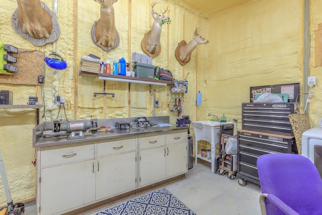 508 Chattanooga Rd, Cohutta, GA 30710 - misc room featuring concrete flooring, a textured wall, and washer / dryer