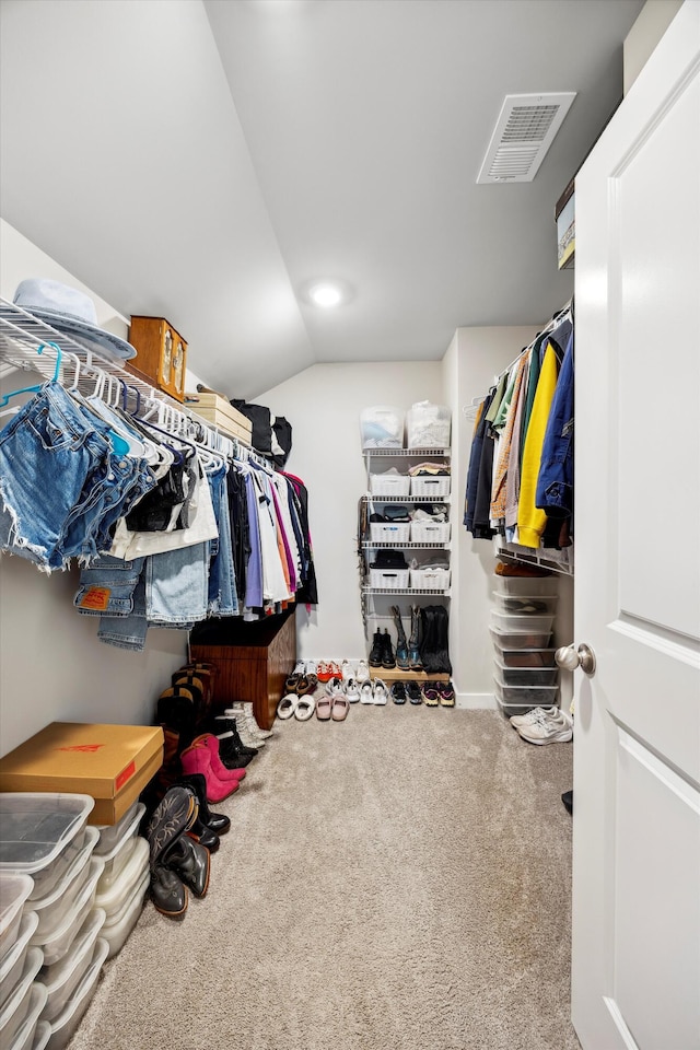 8517 Kensley Ln, Hixson, TN 37343 - walk in closet featuring vaulted ceiling and carpet floors