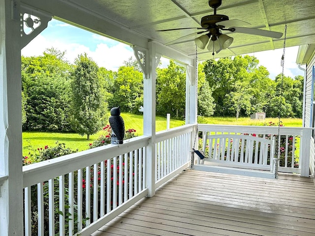 1467 Squire Fox Rd, Dandridge, TN 37725 - wooden porch featuring ceiling fan