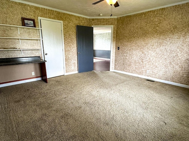 1467 Squire Fox Rd, Dandridge, TN 37725 - unfurnished bedroom featuring carpet floors, ornamental molding, and a ceiling fan