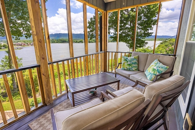 8223 Snow Hill Rd, Ooltewah, TN 37363 - sunroom / solarium with a water and mountain view and outdoor lounge area