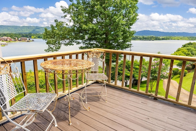 8223 Snow Hill Rd, Ooltewah, TN 37363 - wooden terrace featuring a water and mountain view