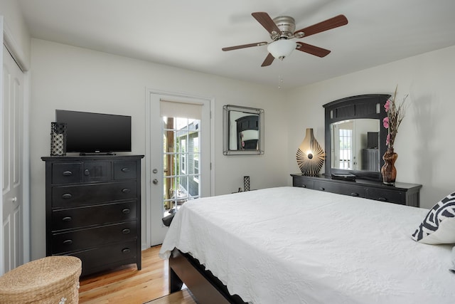 8223 Snow Hill Rd, Ooltewah, TN 37363 - bedroom featuring light wood finished floors, ceiling fan, access to outside, and a closet