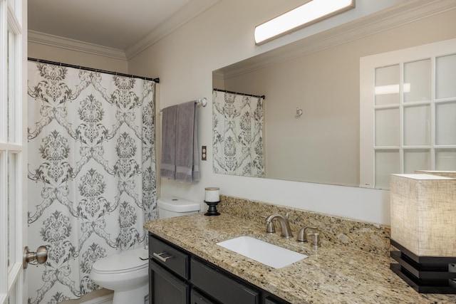 8223 Snow Hill Rd, Ooltewah, TN 37363 - full bath with vanity, crown molding, and curtained shower