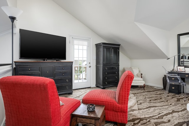 8223 Snow Hill Rd, Ooltewah, TN 37363 - living room featuring vaulted ceiling and baseboards
