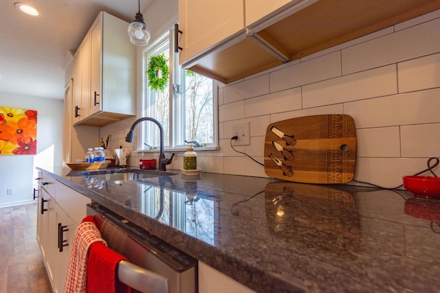 136 Cochran Dr NE, Dalton, GA 30721 - kitchen featuring dishwasher, healthy amount of natural light, white cabinetry, recessed lighting, and tasteful backsplash