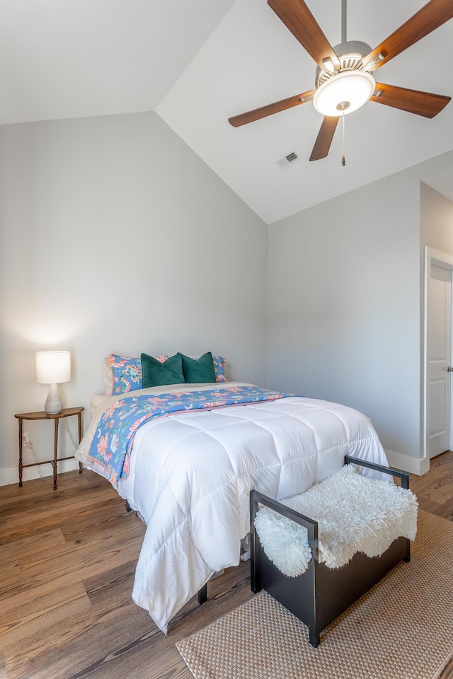 1621 Fagan St Unit 109, Chattanooga, TN 37408 - bedroom featuring lofted ceiling, wood finished floors, and a ceiling fan