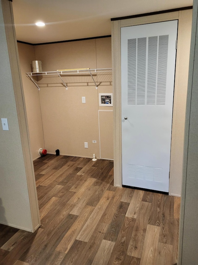 1918 Spradling Rd, Soddy Daisy, TN 37379 - laundry room with wood finished floors, washer hookup, and a heating unit