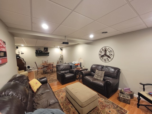 458 Fieldstone Dr, Ringgold, GA 30736 - living area featuring a drop ceiling, wood finished floors, and recessed lighting
