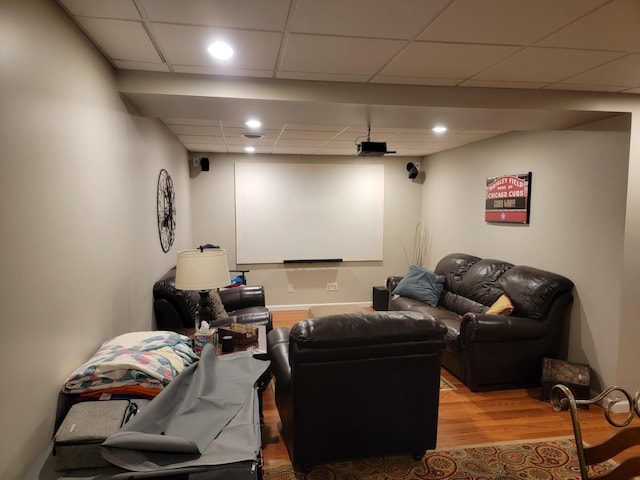 458 Fieldstone Dr, Ringgold, GA 30736 - home theater room with wood finished floors, a paneled ceiling, and recessed lighting