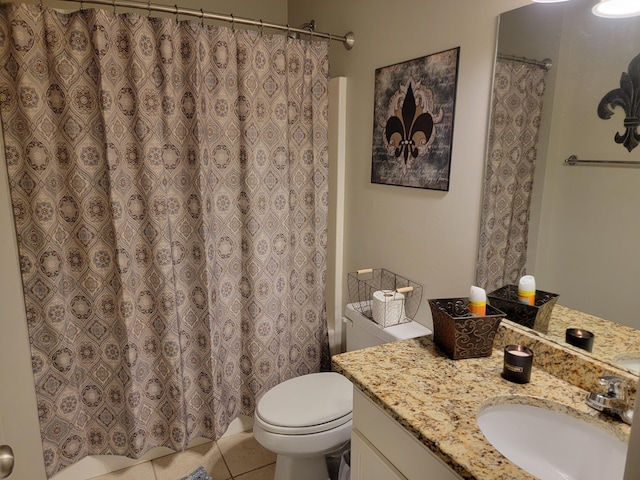 458 Fieldstone Dr, Ringgold, GA 30736 - bathroom featuring vanity, tile patterned flooring, and a shower with shower curtain