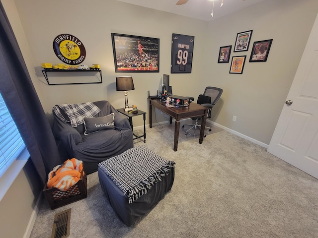 458 Fieldstone Dr, Ringgold, GA 30736 - home office featuring carpet flooring and a ceiling fan