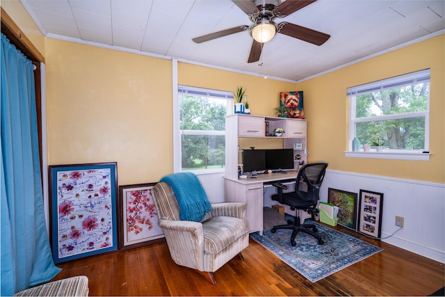 311 Birchwood St, Pikeville, TN 37367 - home office featuring wood finished floors, crown molding, and ceiling fan