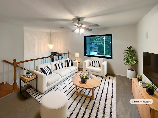 8127 Blue Spruce Dr, Hixson, TN 37343 - living room featuring baseboards and ceiling fan
