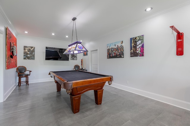 1524 Green Pond Rd, Soddy Daisy, TN 37379 - playroom with recessed lighting, ornamental molding, and billiards