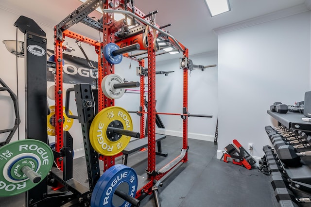 1524 Green Pond Rd, Soddy Daisy, TN 37379 - exercise area featuring crown molding and baseboards