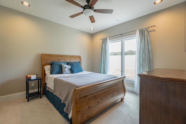 1524 Green Pond Rd, Soddy Daisy, TN 37379 - bedroom featuring light carpet, recessed lighting, and a ceiling fan