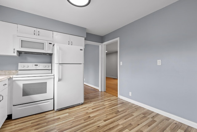 608 Maple Ln, Chattanooga, TN 37412 - kitchen with white appliances, white cabinetry, and light wood-style flooring