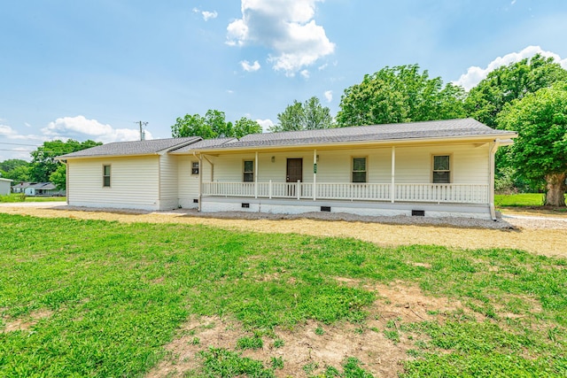 711 2nd St, South Pittsburg, TN 37380 - ranch-style home featuring covered porch, crawl space, and a front lawn